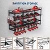 4-Layer Power Tool Organizer Wall Mount, Heavy Duty Garage Rack with 8 Drill Holders, Utility Shelf, 400LBS Capacity - 3 of 4