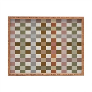 Ninola Design Multicolored Checker Natural Rectangular Tray - Deny Designs - 1 of 2