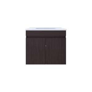 SEVOBAL Bathroom Vanities 23.2 Inch Floating Double Door Vanities with Resin Sink and Two Shelves for Bathroom Storage, Black, 28.74"*23.23"*12.99" - 1 of 4