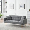 Modern 71.7" Teddy Convertible Sofa Bed with Fold-Down Backrest, Metal Legs & 2 Throw Pillows, Compact Sofa for Small Spaces–The Pop Home - 2 of 4