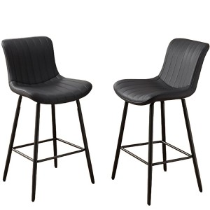 Infurnic Counter and Bar Stools, Upholstered Bar Stools Set with Durable Table Legs, for Kitchen and Dining Room, 2PCS, Black, 15.7"*19.3"*36" - 1 of 4