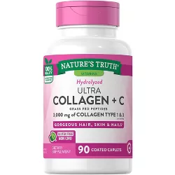 Nature's Truth Hydrolyzed Collagen Peptides 1000mg | 90 Caplets | Type 1 and 3 with Vitamin C