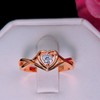 Christine Engagement Ring Promise Heart For Women Yellow or Rose Gold Cz Ginger Lyne Collection - 2 of 4