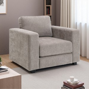 Chenille Oversized Armchair with Wide Arms and Washable Covers - 1 of 4