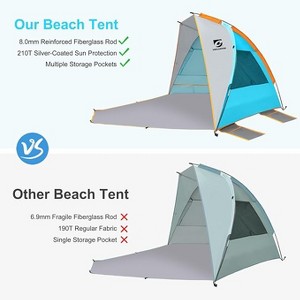 Anybear 2-3 Person Beach Tent Sun Shelter UPF50+ Blue with Mesh Windows - 1 of 4