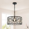 LNC Chispa 4-Light 16.5" Modern Drum Small Chandelier, Matte Black with Facted Crystal - 2 of 4
