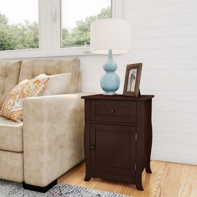 Hastings Home End Table With Cabinet and Drawer - Brown