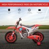 12V Electric Kids Ride-On Dirt Bike Motorcycle with Training Wheels, Red - 4 of 4