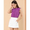 INSPIRE CHIC Women's Ruffled Curved Hem Business Office Vintage Sleeveless Blouse - 2 of 4