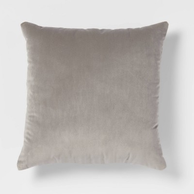 Velvet Square Throw Pillow Gray - Room Essentials™