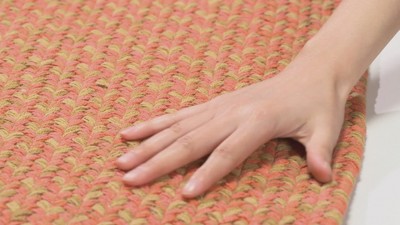 Handmade Red and Beige Braided Wool Cotton Area Rug