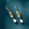 Ross-Simons 4-7.5mm Cultured Pearl Scrolled Heart Drop Earrings in 18kt Gold Over Sterling - 3 of 4