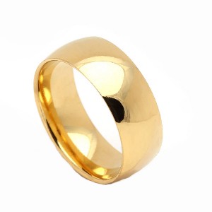 8mm Wedding Band Ring for Men or Women Gold Stainless Steel Ginger Lyne Collection - 1 of 4