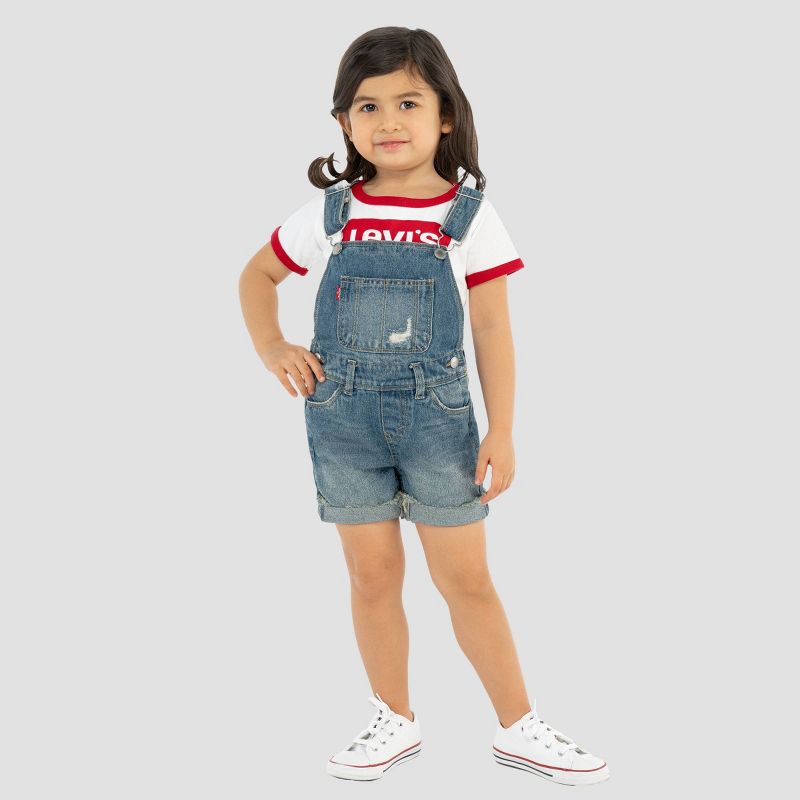 Levi's® Toddler Girls' Solid Shortalls, 1 of 8