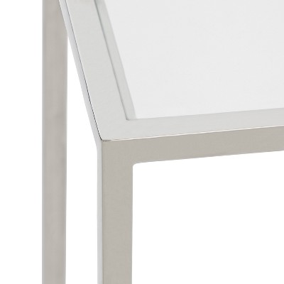 Jaspur Silver Metal and Glass Square End Table
