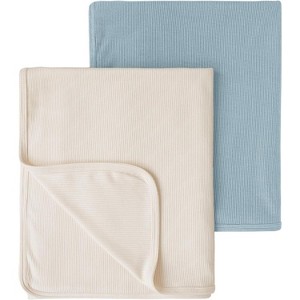 LISM 33x42 Inch Cozy Baby Blanket, 2 Pack Soft Ribbed Swaddle Receiving Blankets - 1 of 4