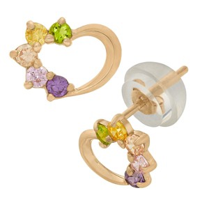 Junior Jewels 14K Yellow Gold Children's Cubic Zirconia Heart Earrings - 1 of 2
