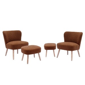 WestinTrends 4 Piece Upholstered Boucle Accent Chair and Ottoman Sets - 1 of 4