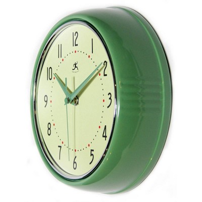 9.5" Retro Metal Wall Clock Green - Infinity Instruments