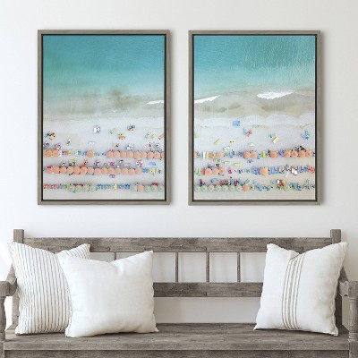 Monterosso Beach Aerial View Framed Canvas Set