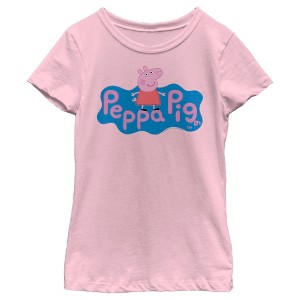 Girl's Peppa Pig Blue Logo T-Shirt - 1 of 4