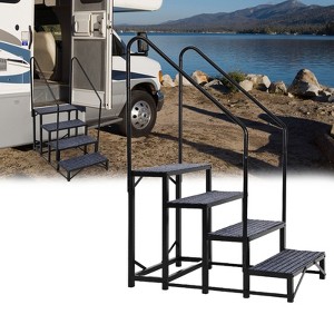 Portable RV Stairs with Handrail, Non-Slip RV Ladder with Rubber Mats for Travel Trailers, Campers, Hot Tubs, Porches & Poolside Use - 1 of 4