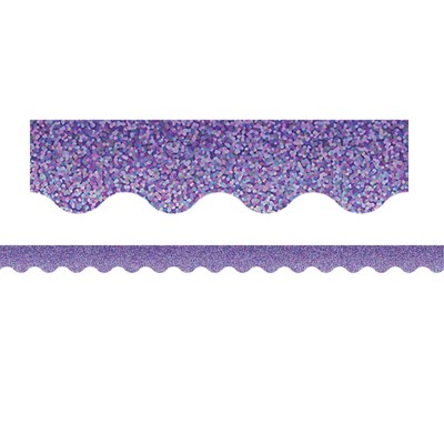 Teacher Created Resources Purple Sparkle Scalloped Border Trim, 35 Feet (Pack of 6)