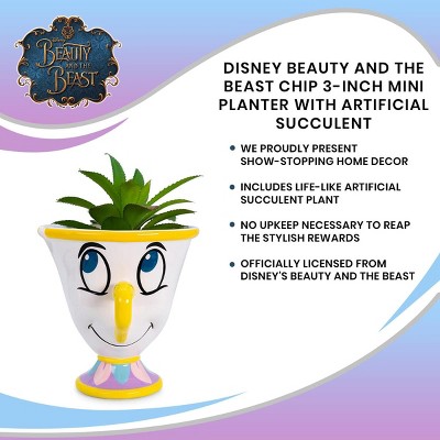 Disney Beauty and the Beast Ceramic Mini Planter with Faux Succulent