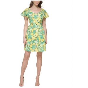 Kensie Womens Printed Eyelet Floral Fit & Flare Dress - 1 of 1