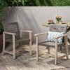 Patio Arm Chair Set Of 2,Wood Patio Chair With Wicker Weave Seat,Outdoor Arm Chair,Arm Chair For Patio,Backyard-Cuddlewood - 3 of 4
