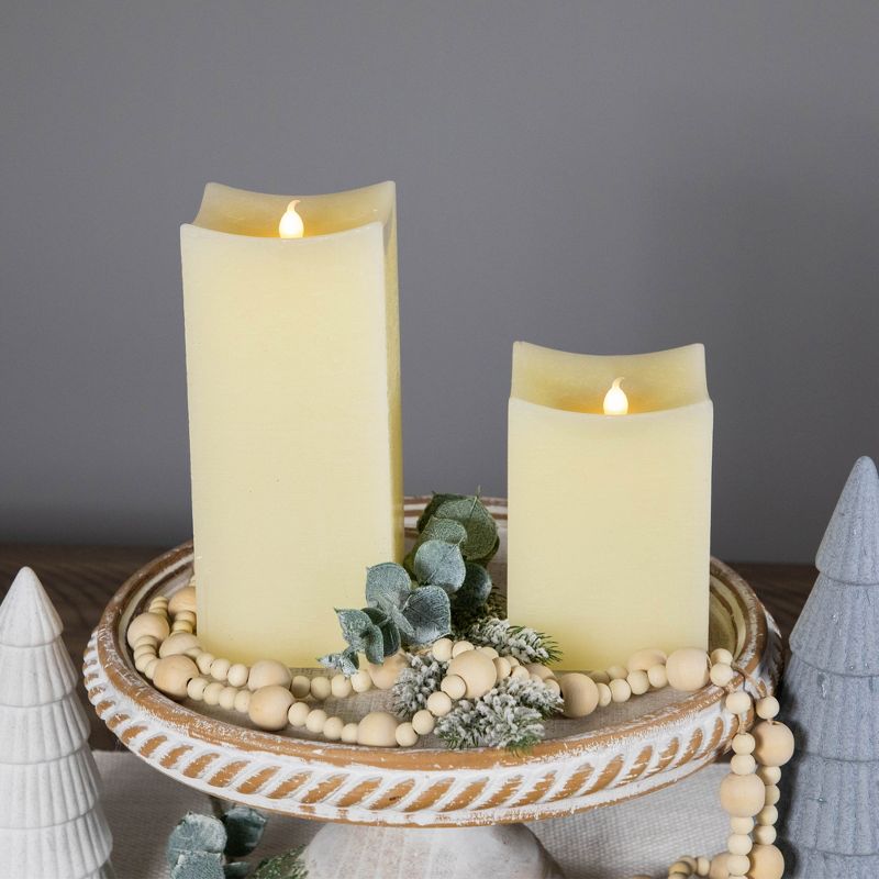 Northlight Set of 2 Cream Rectangular LED Flickering Flameless Wax Candles 8", 3 of 7