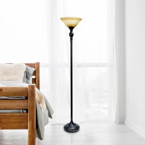 1-Light Classic Torchiere Floor Lamp with Marbleized Glass Shade - Lalia Home - 1 of 4