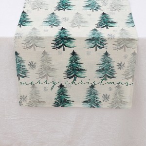 Unique Bargains Table Runner Rectangular Winter Christmas Pattern 26 Linen Colorful 1 Pc - 1 of 3