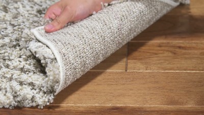 Ivory and Grey High Pile Shag Runner Rug