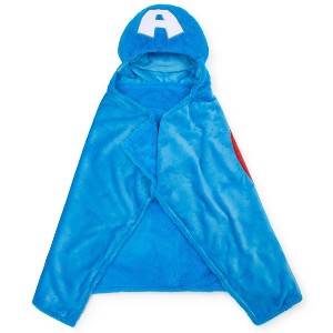 Marvel Captain America Kids' Hooded Blanket Red/Blue - 1 of 4