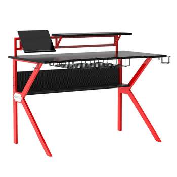 PVC Coated Ergonomic Metal Frame Gaming Desk Black/Red - The Urban Port
