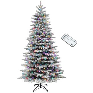 TopComfy Christmas Tree Stands 6.5ft Snow Flocked Artificial Christmas Tree Thick Flocking Realistic Holiday Tree for Room, Green, 45.7"*13"*13.79" - 1 of 4