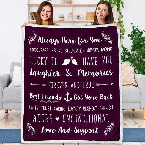 PAVILIA Best Friend Throw Blanket Soft Fleece Friendship Gift for Women BFF Bestie Birthday Teen Girls Soul Sister Purple Faux Shearling