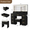 45.9In Makeup Vanity Desk, 3 Lighting Modes Adjustable Brightness, Vanity Table with Power Outlet &8 Drawers, for Powder Room and Bedroom - 3 of 4