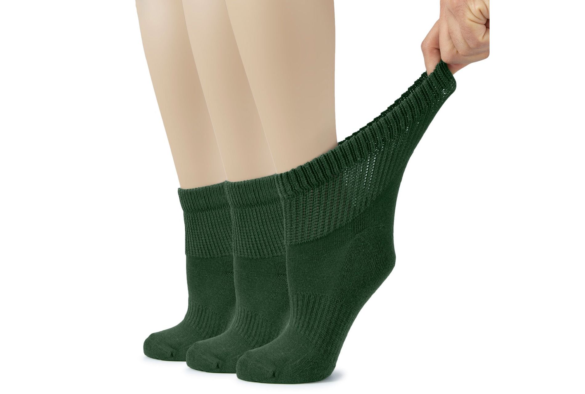 Hugh Ugoli Women's Cotton Diabetic Ankle Socks Semi-Cushioned Wide Fit Seamless Toe Non-Binding (3 Pairs)