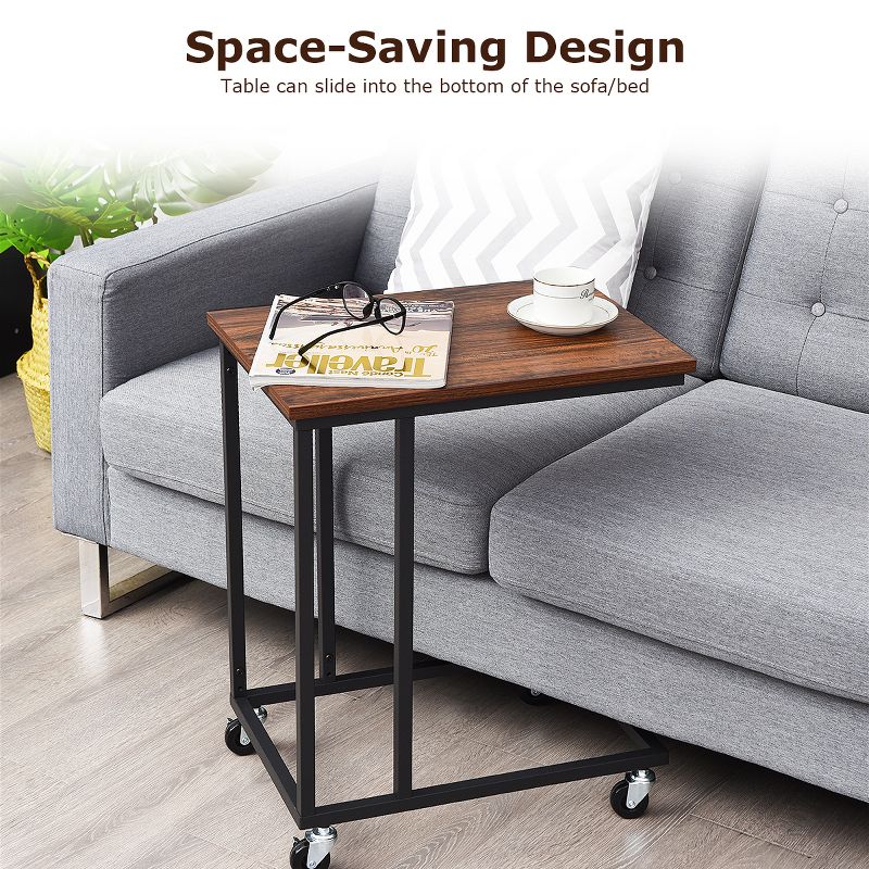 Tangkula C-Shaped Beside Sofa Laptop Table Multiple Snack Table, 5 of 9