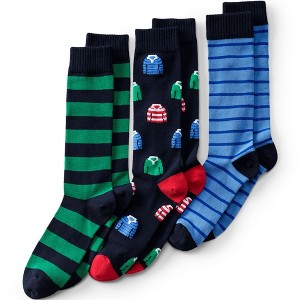 Lands' End Men's Novelty Dress Socks 3 Pack - 1 of 2