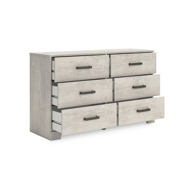 Gray Oak Grain 6-Drawer Modern Farmhouse Dresser