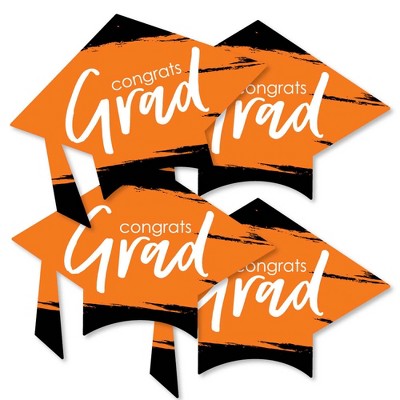 Big Dot of Happiness Orange Grad - Best is Yet to Come - Grad Cap Decorations DIY Orange Graduation Party Essentials - Set of 20