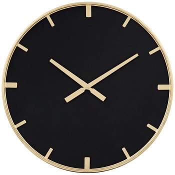 River Parks Studio Canterbury Gold and Glossy Black 23 1/2" Round Wall Clock