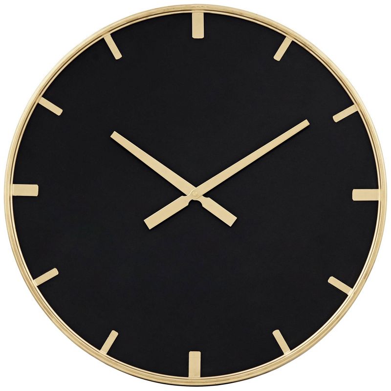 River Parks Studio Canterbury Gold and Glossy Black 23 1/2" Round Wall Clock, 1 of 8