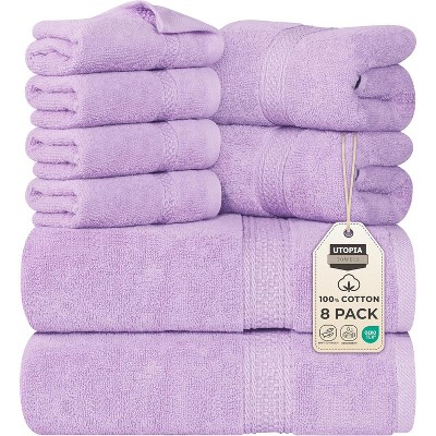Towels 8 Piece Premium Towel Set, 2 Bath, 2 Hand, and 4 Wash Cloths, 600 GSM 100% Ring Spun Cotton