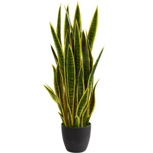 Nearly Natural 38-in Artificial Sansevieria Snake Plant, Yellow - 1 of 4