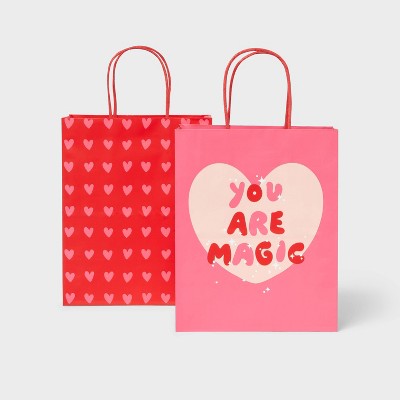 2ct 'You Are Magic' Valentine's Day Gift Bags Red/Pink - Spritz™