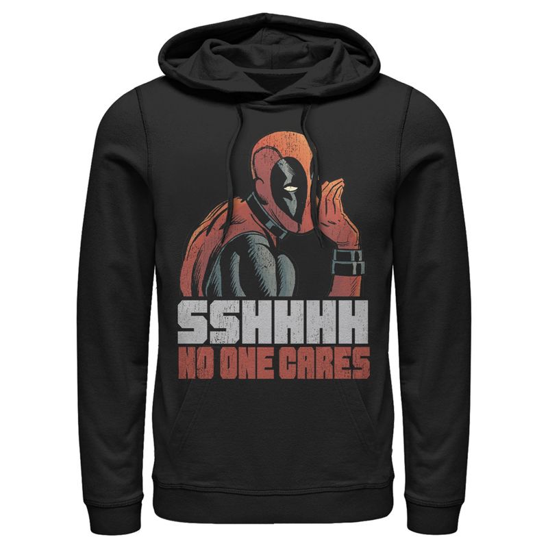 Men's Marvel Deadpool No One Cares Pull Over Hoodie, 1 of 5